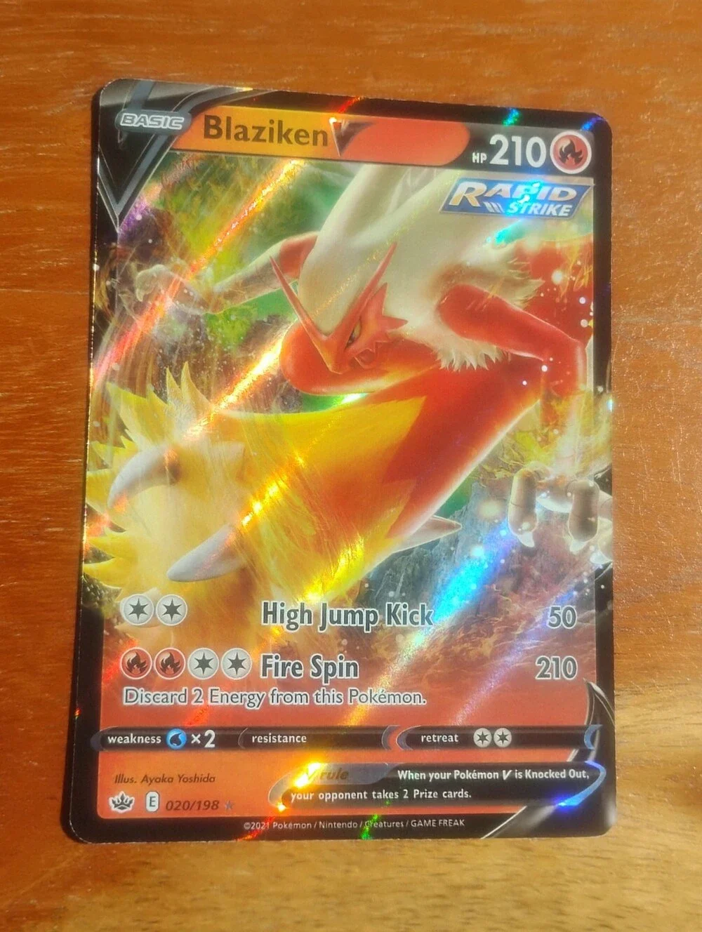 Mint Holo Ultra Rare Full Art Blaziken V 020/198 Chilling Reign Pokemon Card